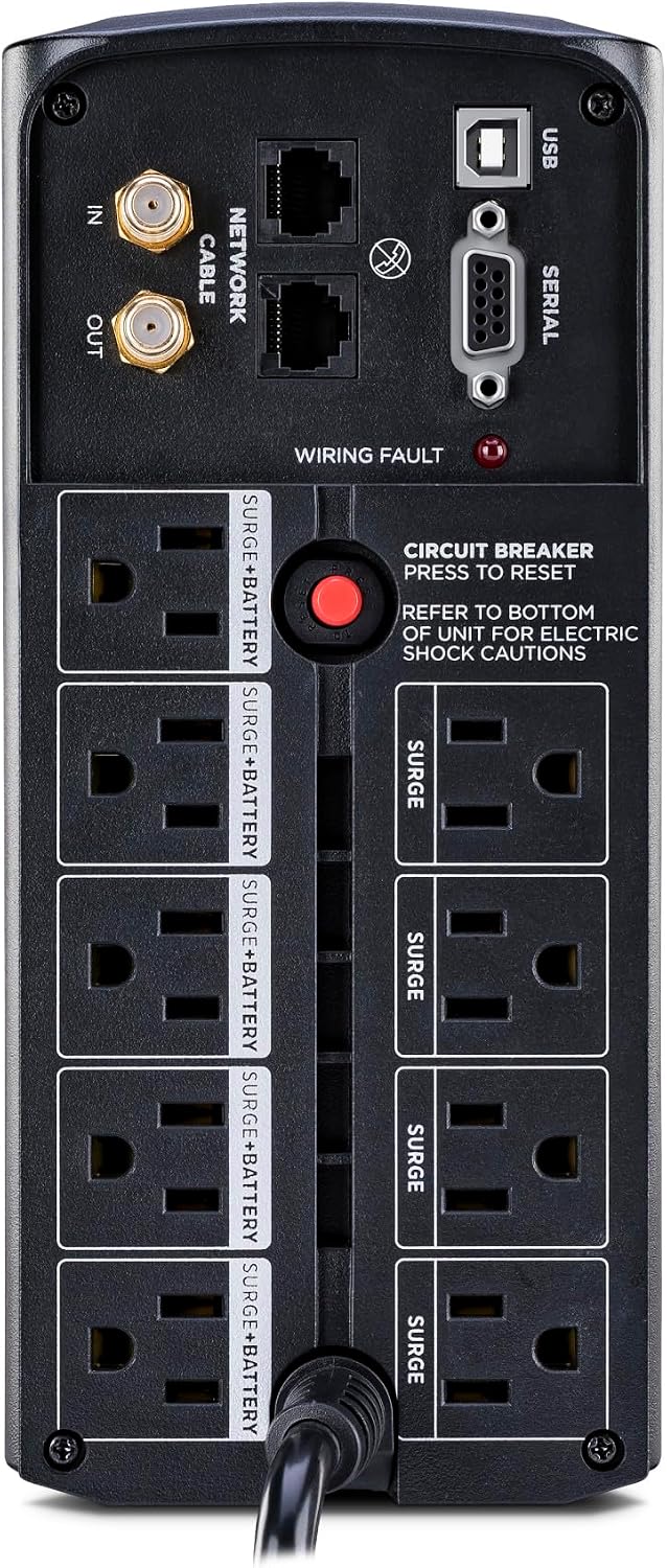 CP1000AVRLCD Intelligent LCD UPS Battery Backup | Surge Protector, 1000VA/600W, 9 Outlets, AVR, Mini-Tower