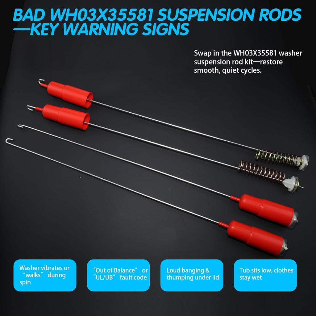 WH03X35581 GTW840CPN0DG GTW840CSN0WS 4-Pack Washer Suspension Rod Kit