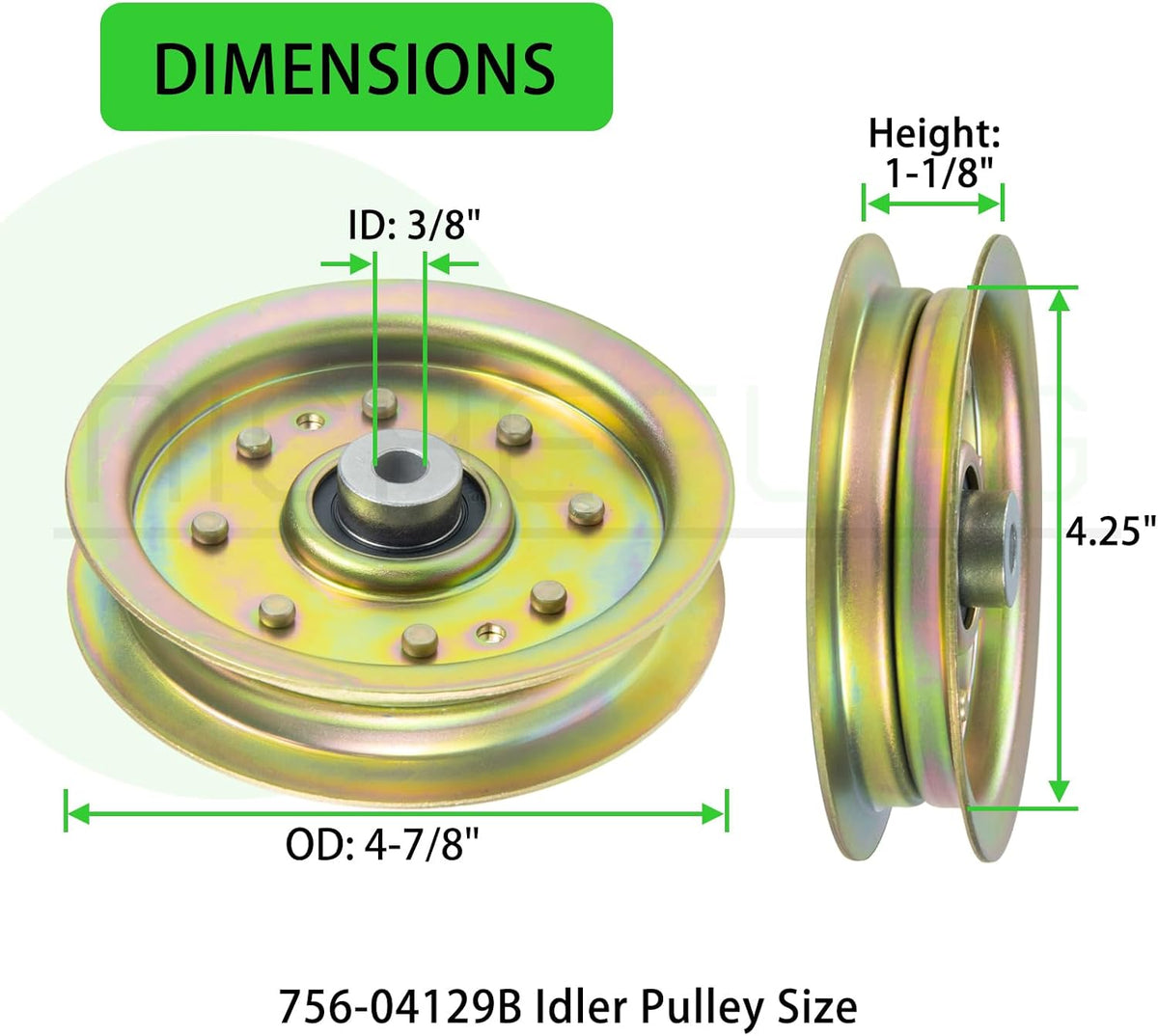 756-04129B Idler Pulley for Cub Cadet 42" 50" RZT 50 LTX1040 Deck