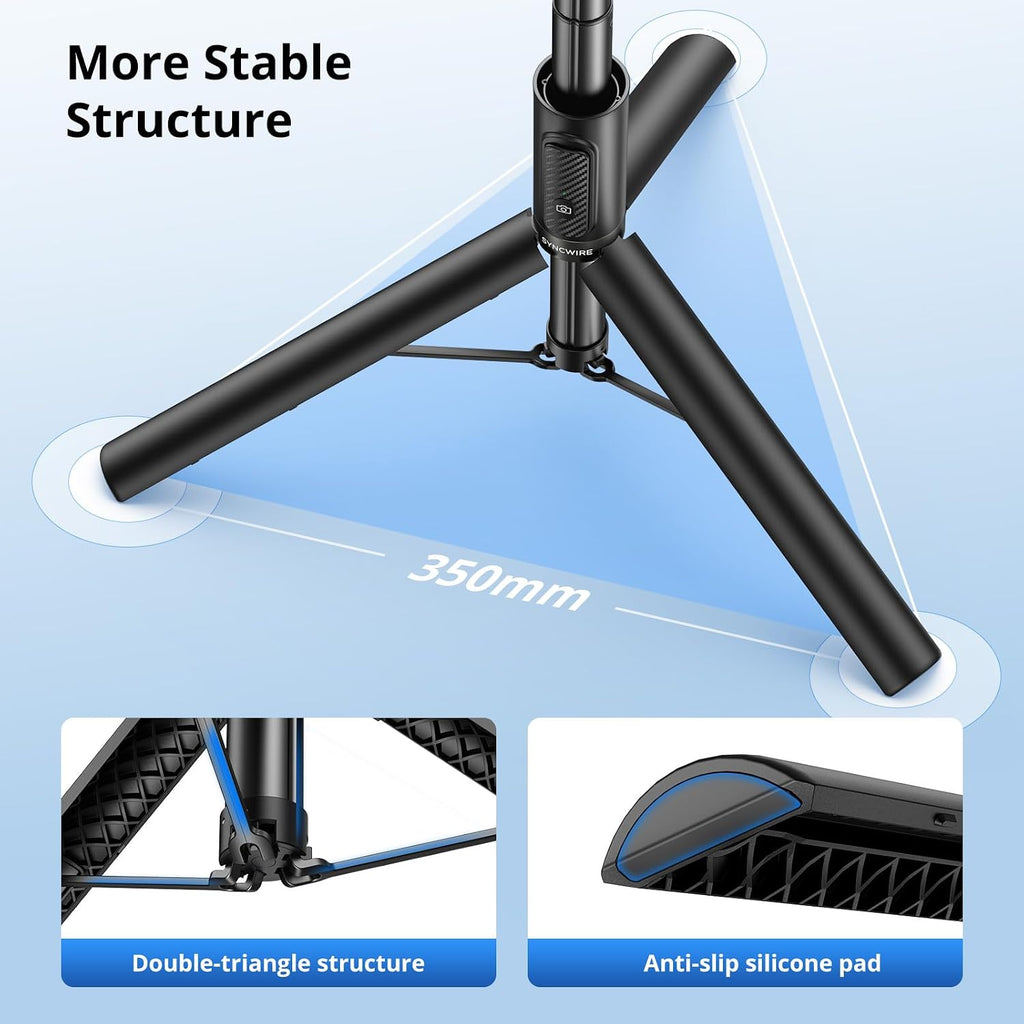55" Selfie Stick Phone Tripod for iPhone, All-in-one Extendable Aluminum Selfie Stick with Remote, Travel Tripod for