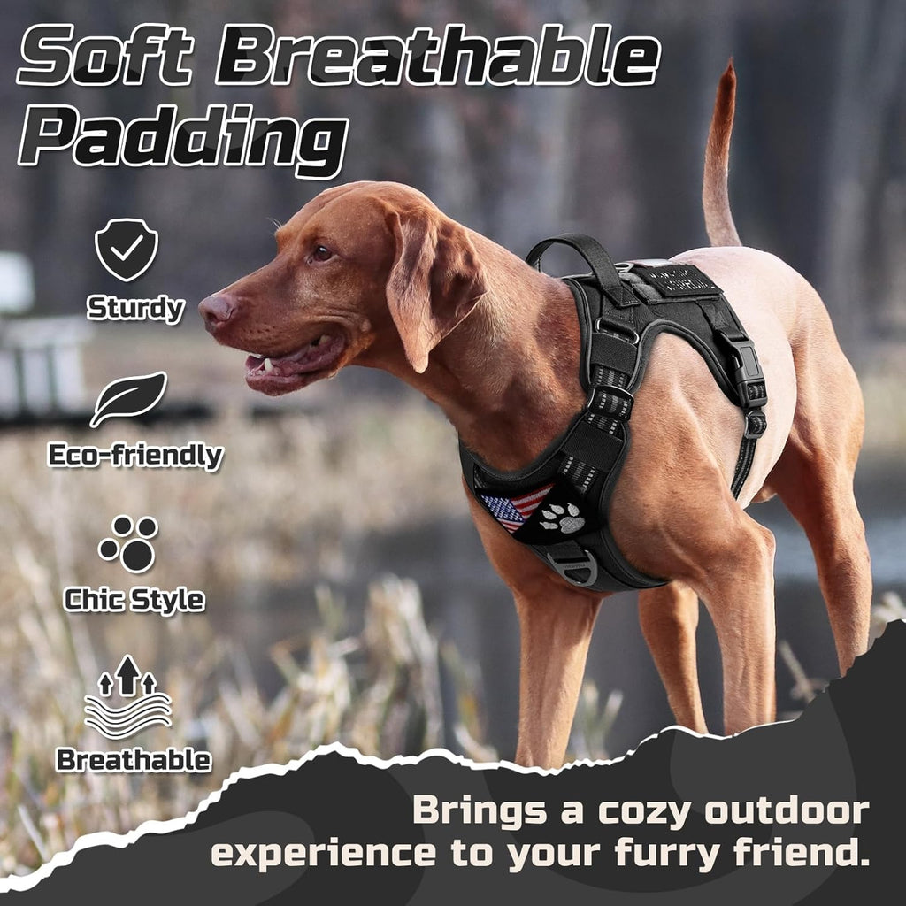 Tactical Dog Harness for Large Dogs, No Pull Military Service Vest with Handle & Molle, Easy Control for Training