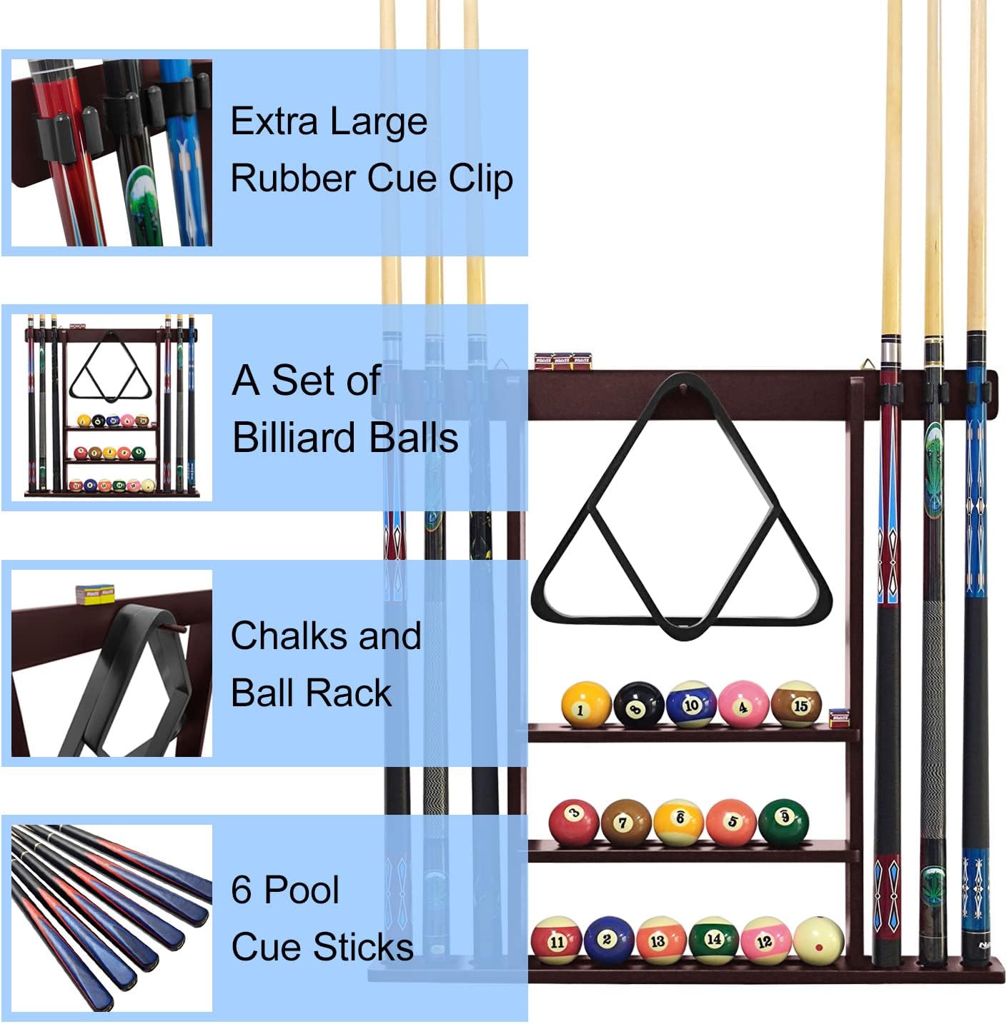 Pool Stick Holder Cue Stick Holder Wall Mount Billiard Cue Racks Holds Billiards Accessories for Billiard Room,Bar