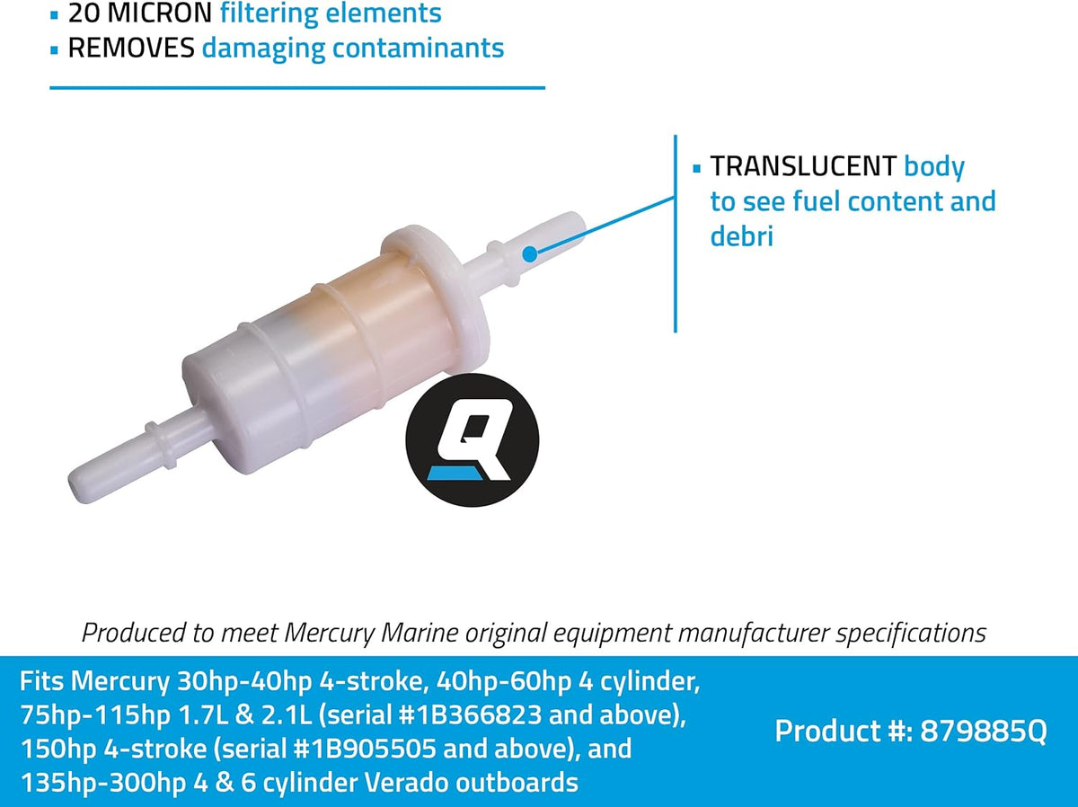 Quicksilver 879885Q Inline Fuel Filter for Mercury & Mariner Outboards