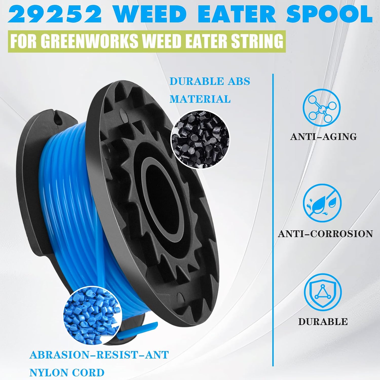 Replacement Spool for Greenworks Weed Eater String, 0.065"-16ft Line for Greenworks Weed Wacker String, Auto-Feed