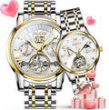 Couple Pair Watches Set Automatic Mechanical Self Winding Dress Matching Watch for His and Hers Valentines Day Gifts