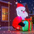 3.3FT Christmas Inflatable Climbing Santa Claus with Green Gift Bag, Light-Up Door Decor, Outdoor/Indoor Holiday