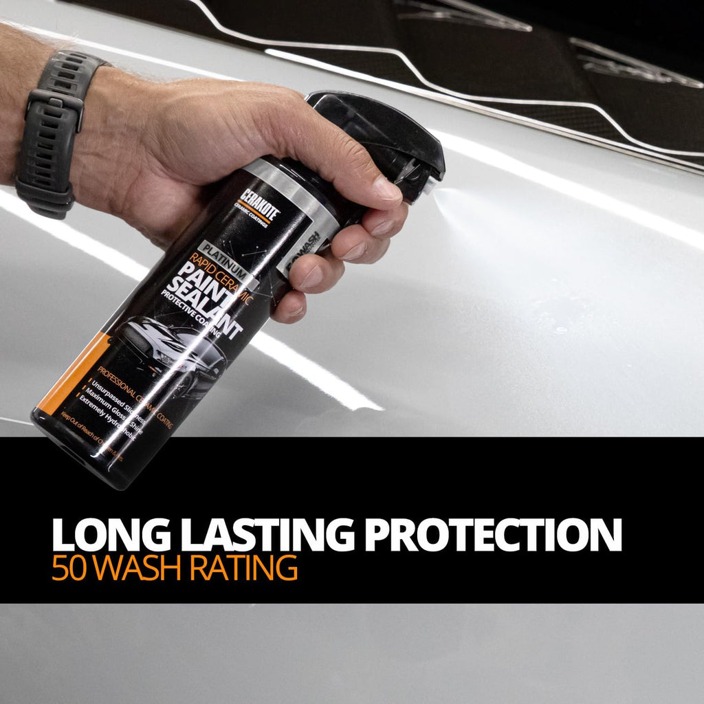 Platinum Rapid Ceramic Paint Sealant Spray - 14 oz - 50+ Wash Rating - Long Lasting Hydrophobic Coating and