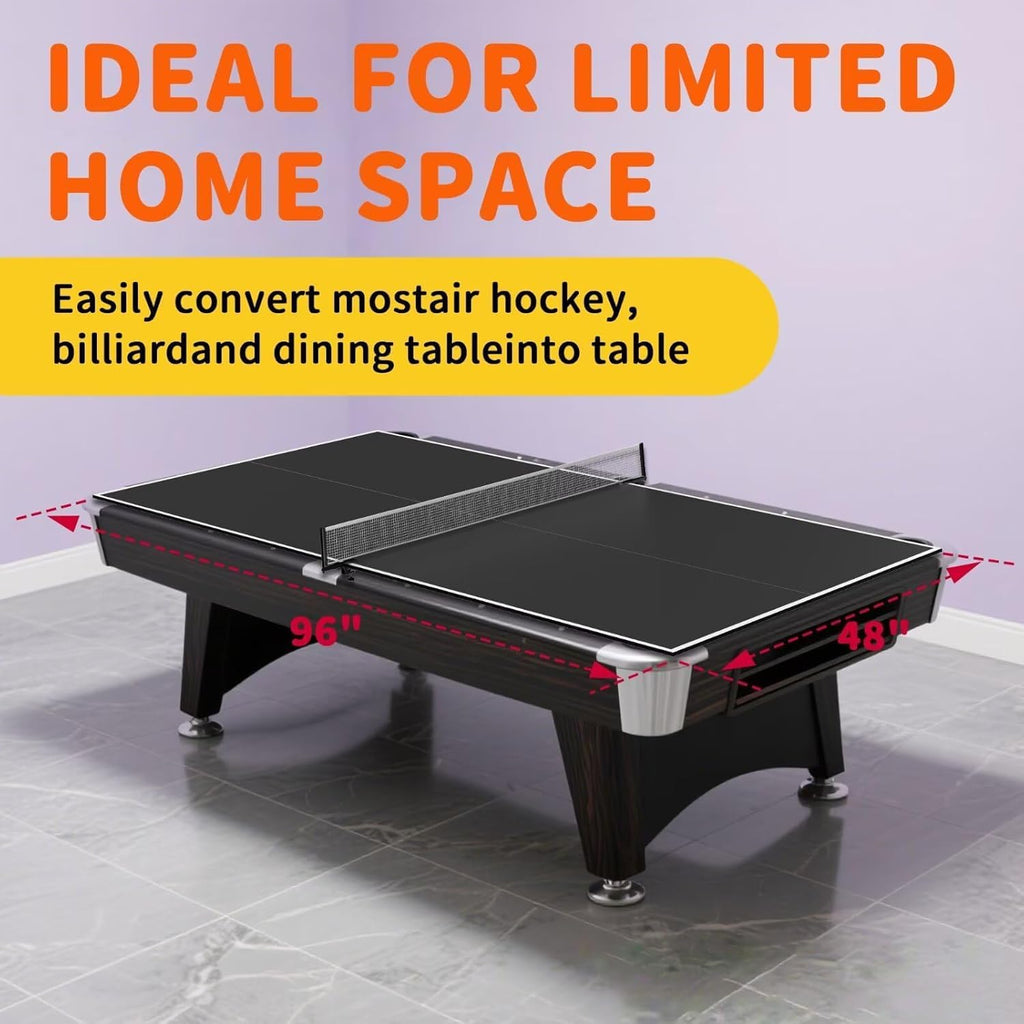 8X4 FT Ping Pong Table Top, Foldable Table Tennis Table for Billiard and Pool Tables, Indoor Table Tennis Conversion