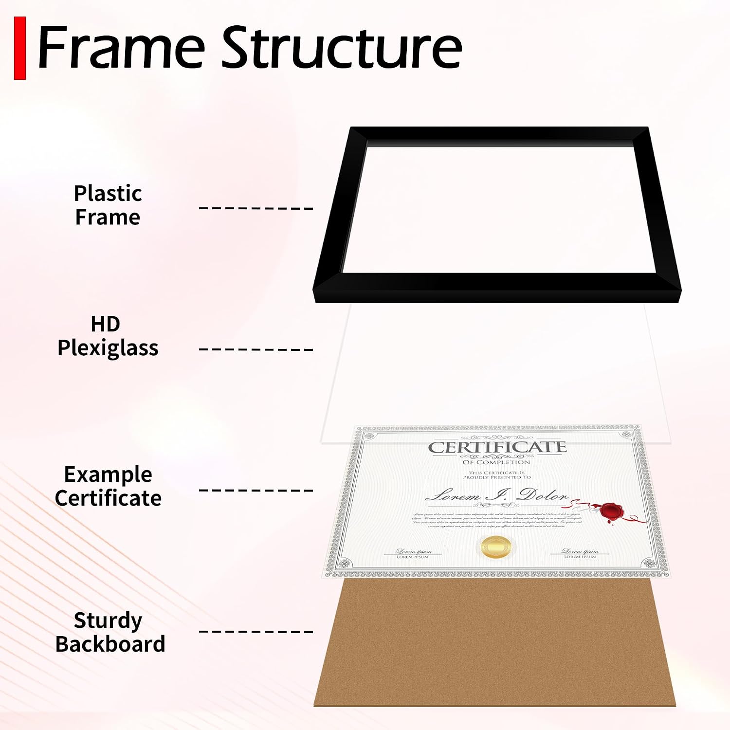 Diploma Frame, 8.5 by 11 Black Picture Frames, Certificate Frame with Clear Plexiglass, 8.5 x 11 Photo Graduation