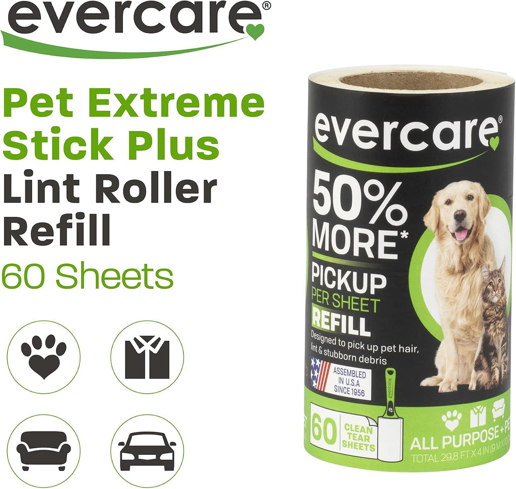 Extra Sticky Pet Lint Roller Refill 60 Sheets, 6-Pack