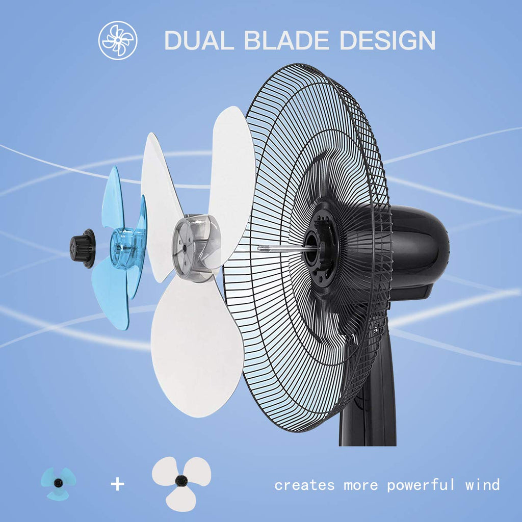 Pedestal Fan, Adjustable Height Oscillating Fan w/Remote Control