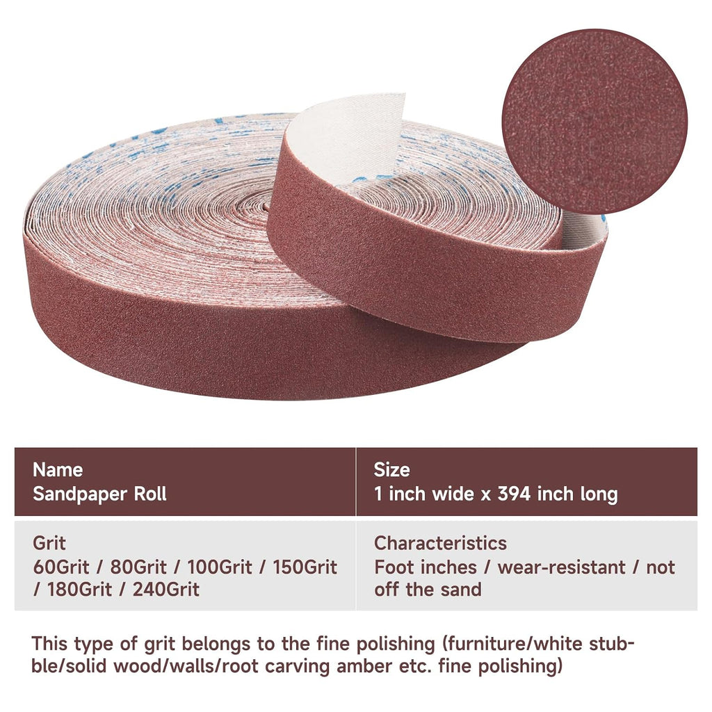 Emery Cloth Roll 80 Grit, 1 Inch x 82 Feet Heavy Duty Sandpaper