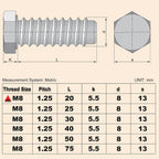 25Pcs M8 Hex Bolts M8x20mm Hex Head Bolt 304 Stainless Steel