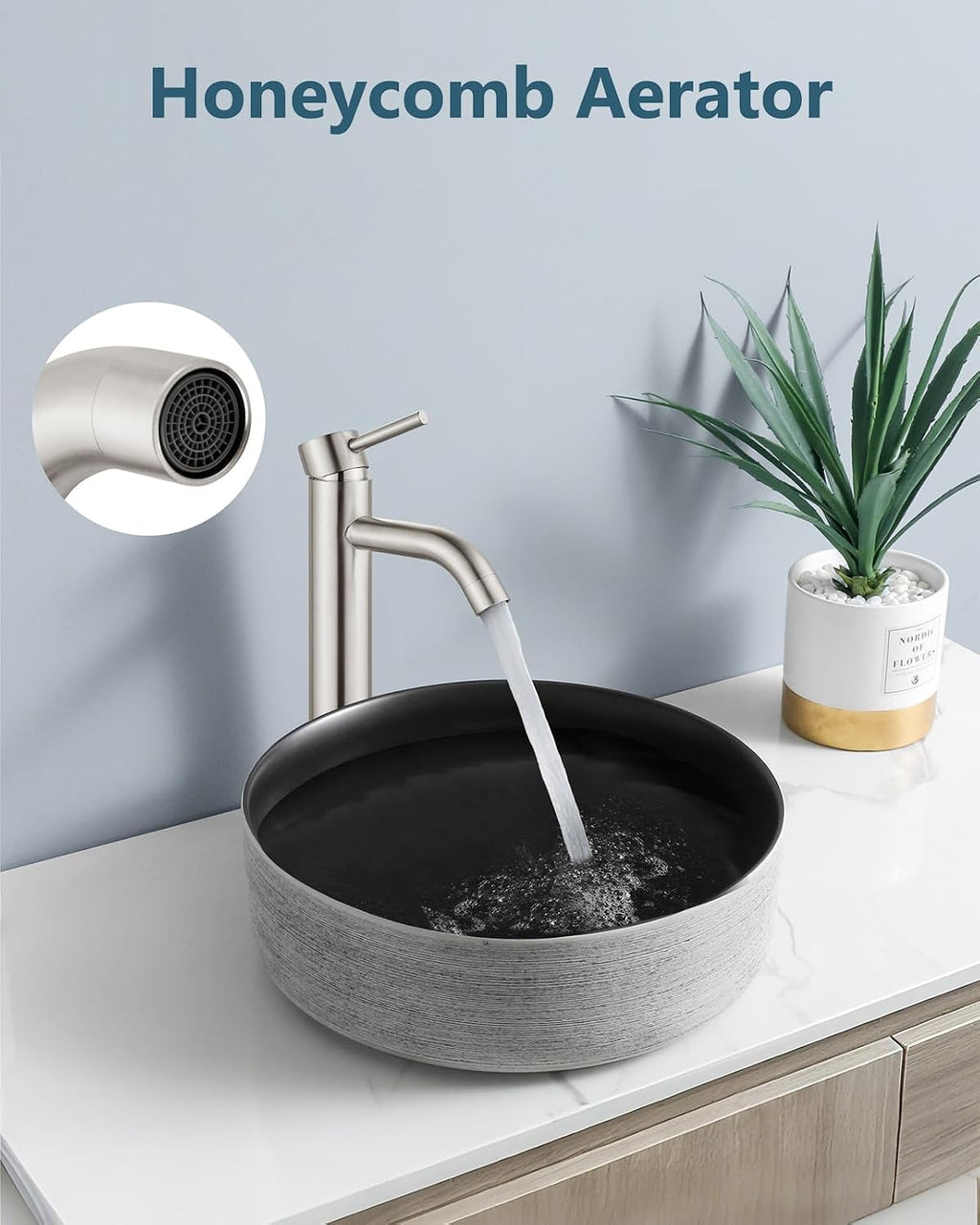Brushed Nickel Vessel Sink Faucet Tall Bathroom Faucet