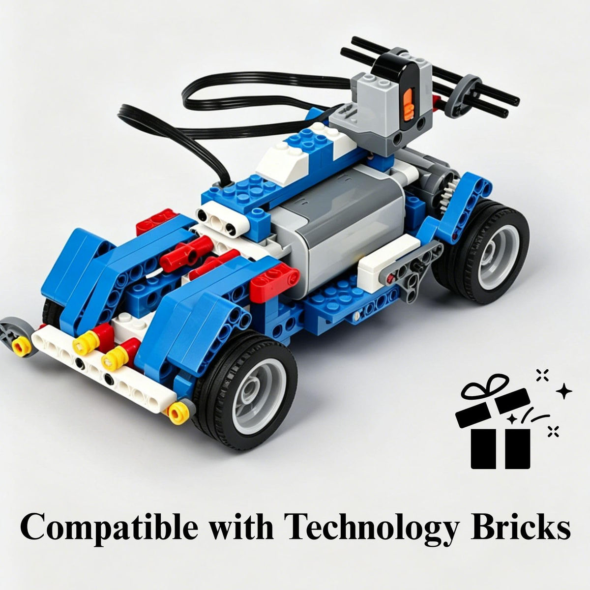 5‑in‑1 Building Blocks Motor Kit, Includes M Motor, AA Battery Box, 2.4G Remote Control and Receiver, Wide Compatibility with Most Stud-Based Construction Bricks for MOC