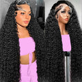 28 inch 13x6 Lace Front Wigs Human Hair Pre Plucked 200 Density Deep Wave Lace Front Wigs Human Hair HD Transparent