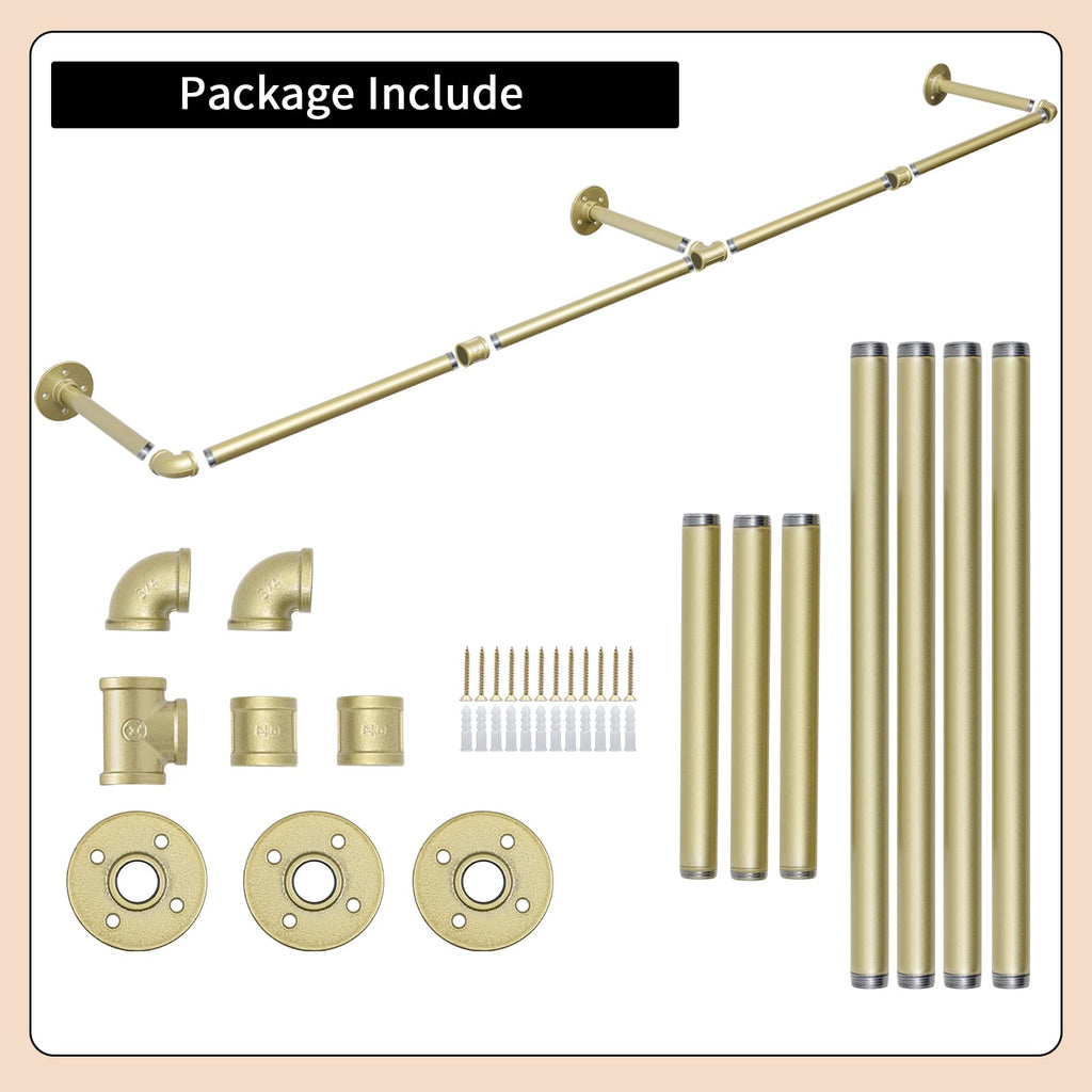 72" Wall Mounted Clothes Rack, Closet Rods for Hanging Clothes