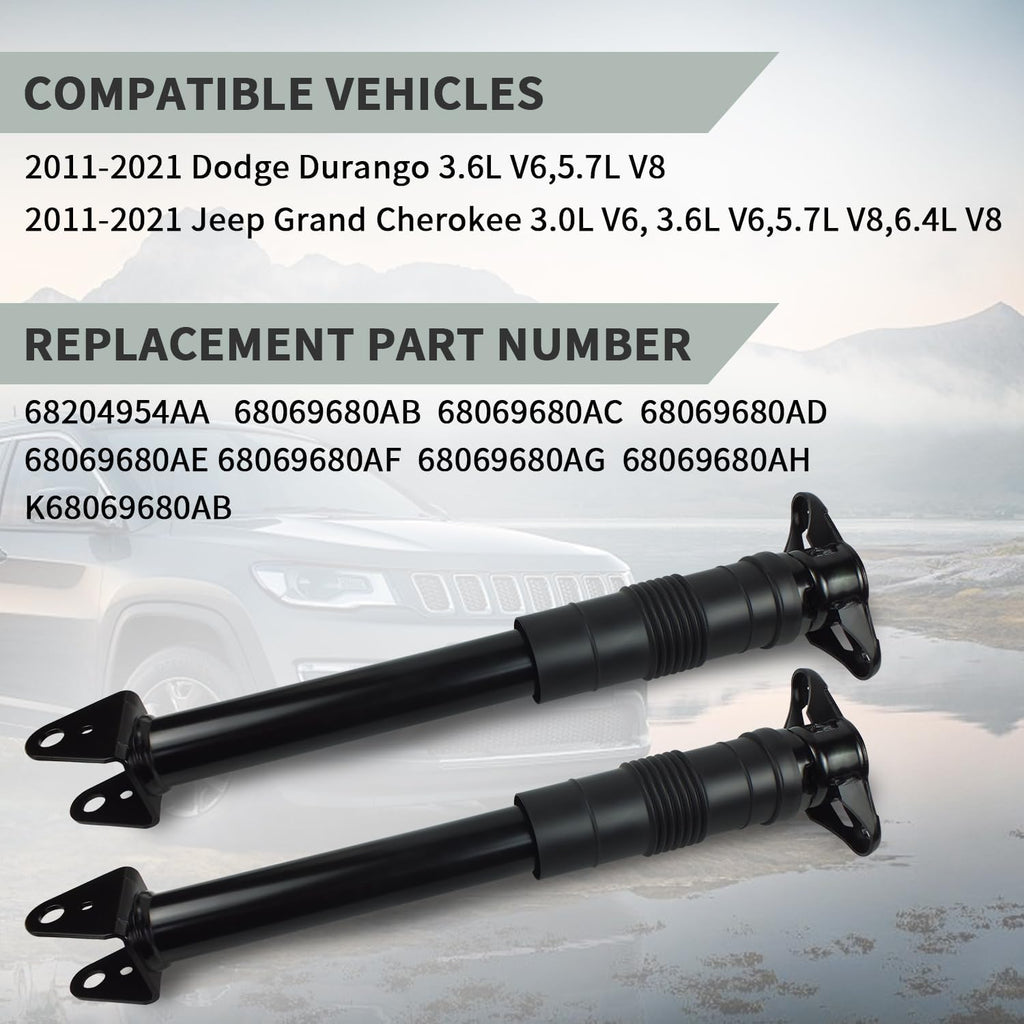 Pair of 2 Rear Complete Shock Absorber kit For 2006-2020 Jeep Grand Cherokee Dodge Durango 68069680AF 68069680AG 68069680AH w Sport or Eco Suspension