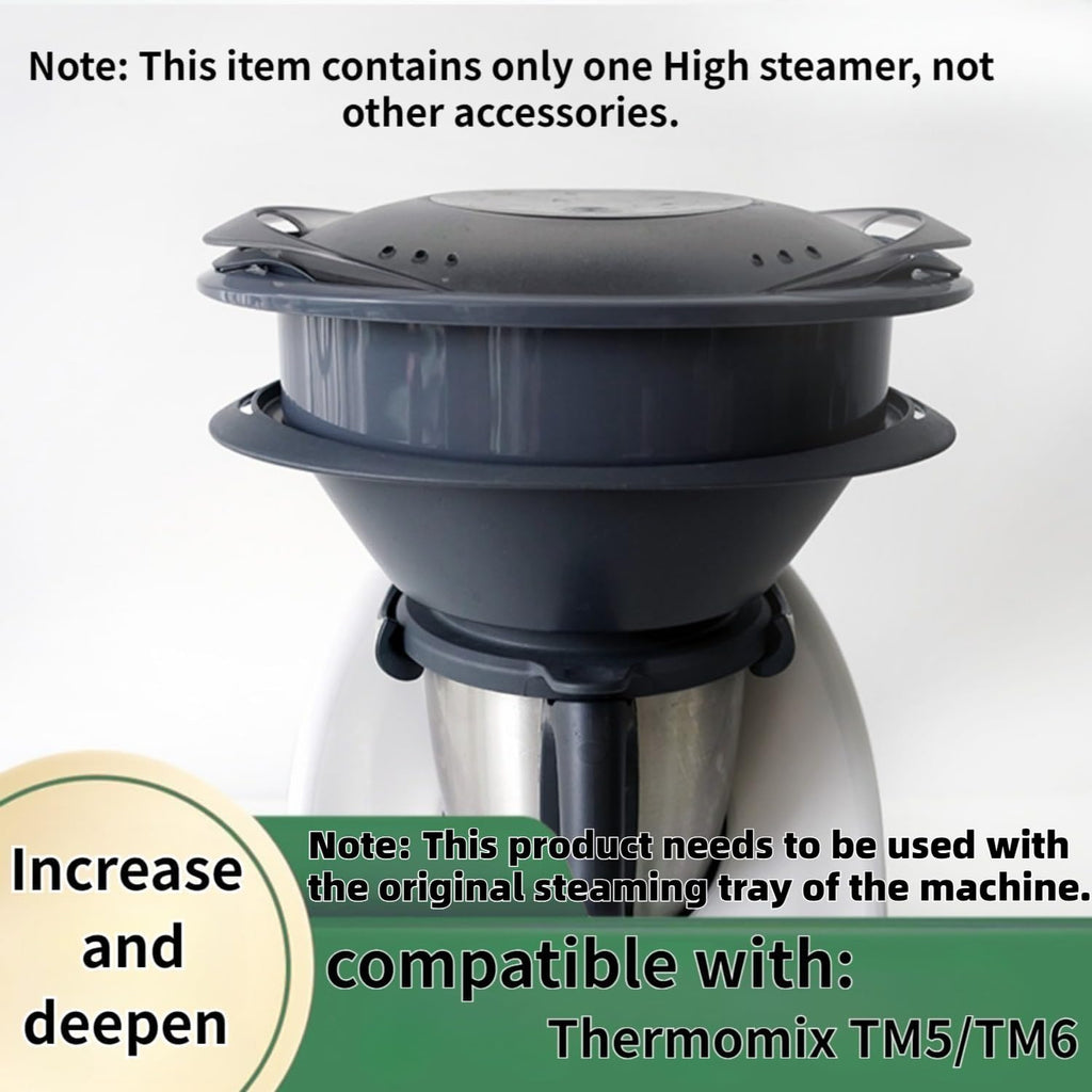 Generic Steaming Tray Extension, Compatible with Thermomix TM6/TM5, Gray, Polypropylene, Rectangular