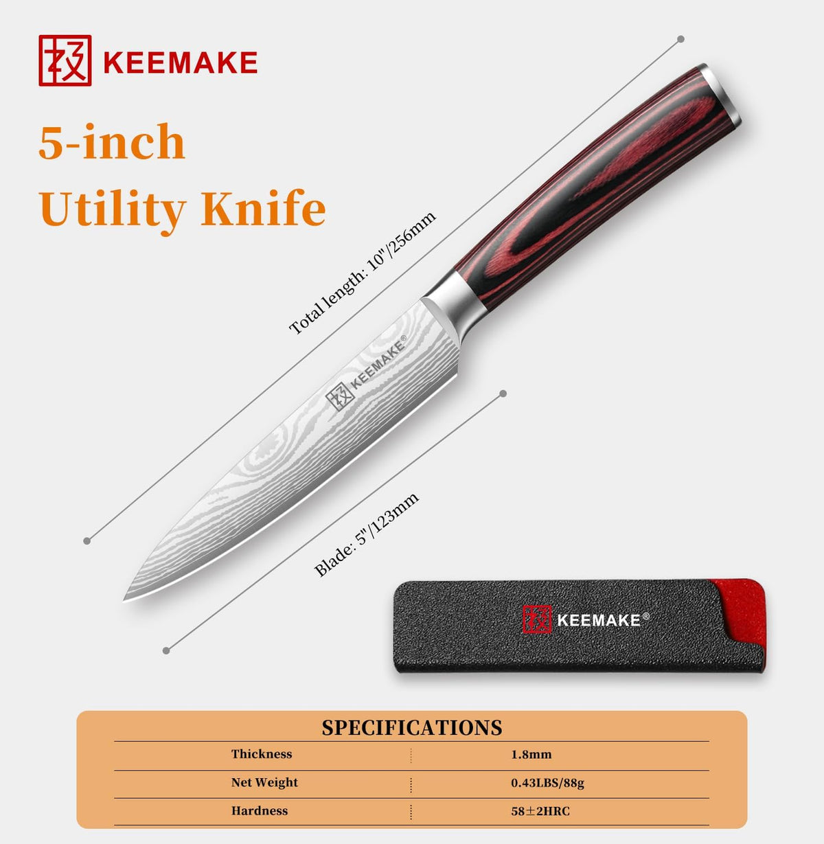 5" Utility Knife, Ultra Sharp Paring Knife with Ergonomic Handle
