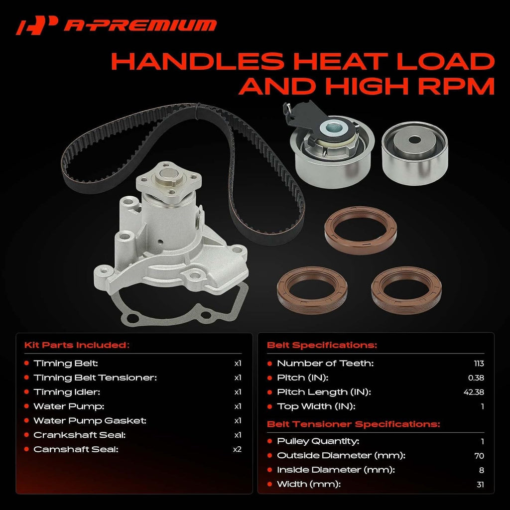 A-Premium Engine Timing Belt Kit with Water Pump W/Tensioner