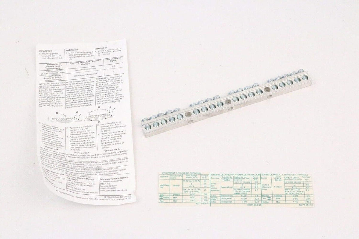 Square D Ground Bar Kit PK18GTA 18 Terminals T-38 B-1 Aircraft