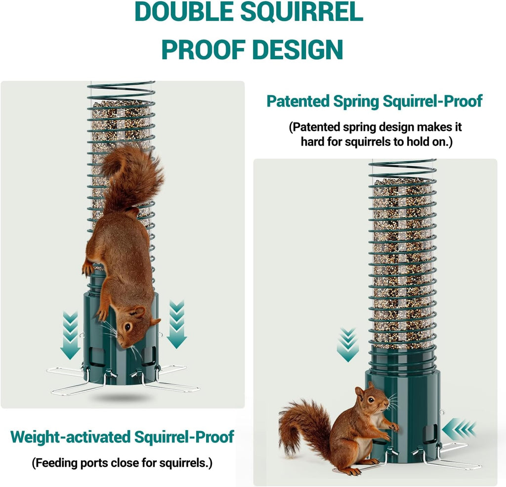 Squirrel Proof Bird Feeder, Metal Bird Feeders for Outdoors Hanging, 3.6LB Large Seeds Capacity for Wild Birds