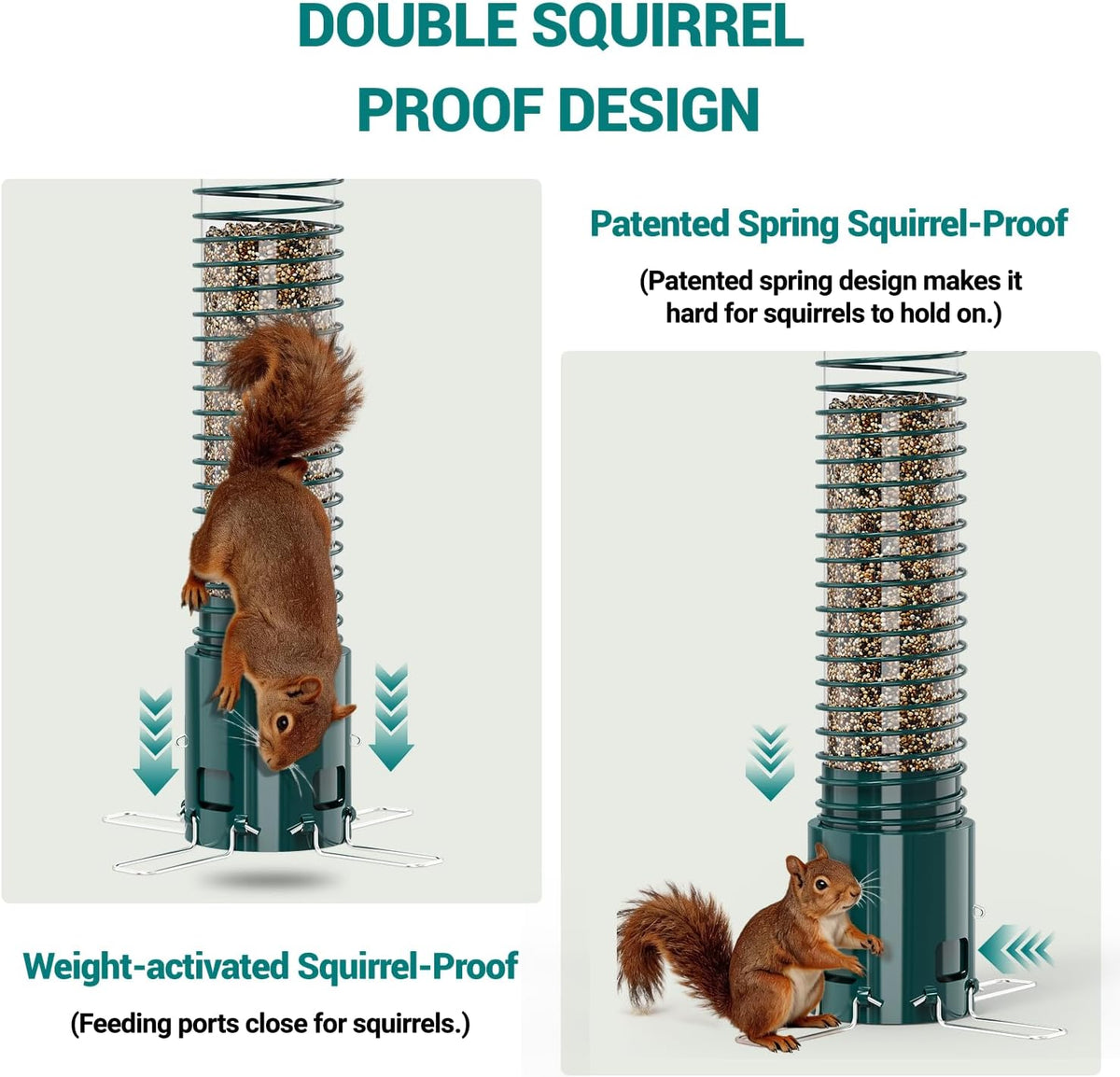 Squirrel Proof Bird Feeder, Metal Bird Feeders for Outdoors Hanging, 3.6LB Large Seeds Capacity for Wild Birds