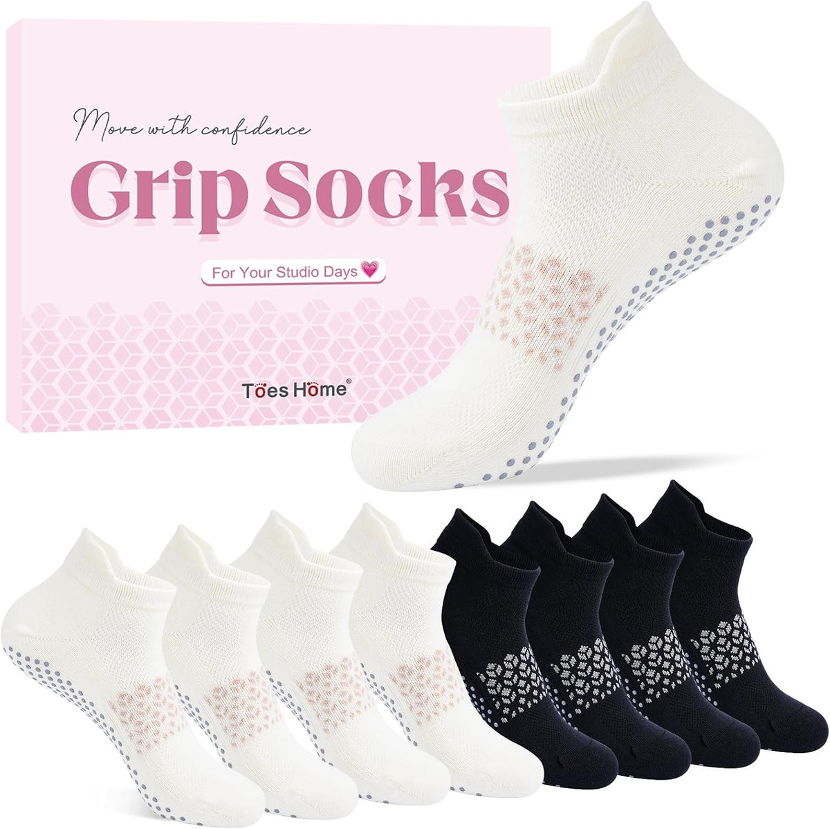 Pilates Socks for Women, Ankle Grip Yoga Non Slip Socks Gift Box