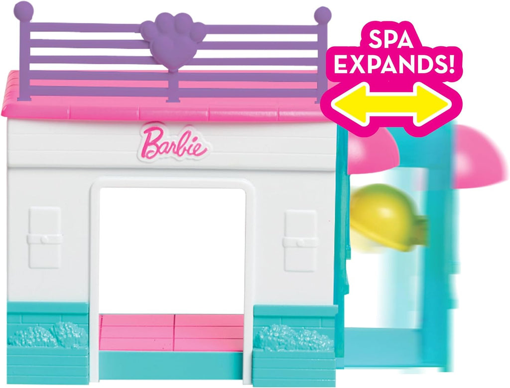 Barbie Pets Spa Day Playset, 8 Piece Connectible Playset with Pet Figures and Accessories, Kids Toys for Ages 3 Up by
