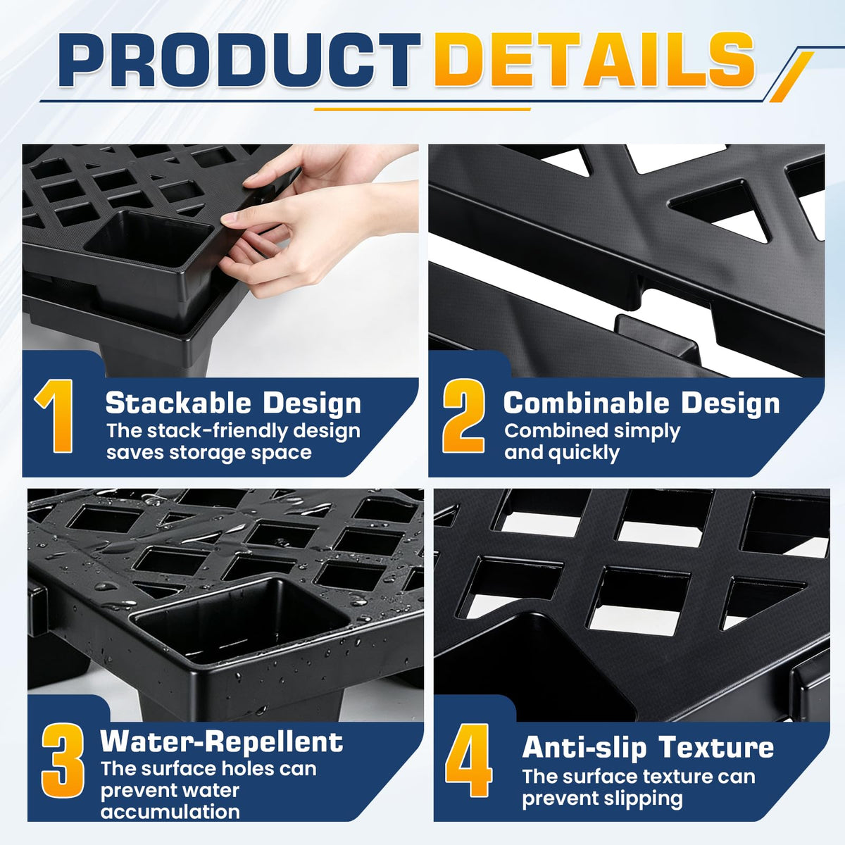 12 Pcs Plastic Pallets for Basement Storage Support up to 1800 Lbs