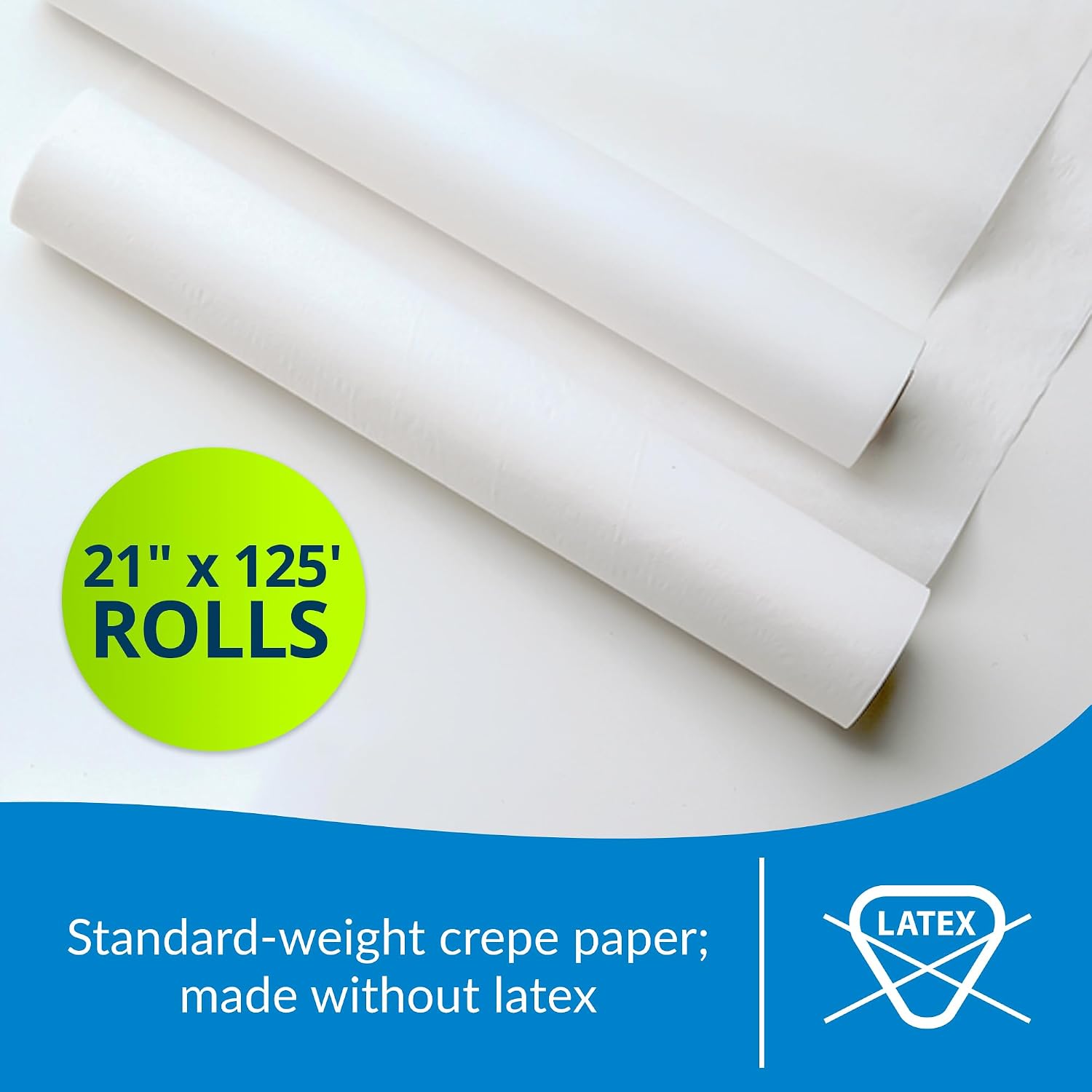981004 Everyday Exam Table Paper, White, 21” x 125’ (Pack of 12) ― Crepe Paper ― Hygienic Barrier ― For Medical