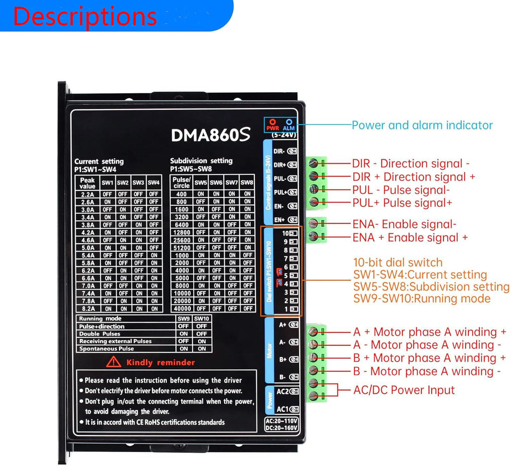 YIDOFENG CNC DMA860S Digital Stepper Driver