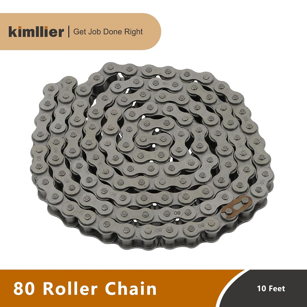 kimllier 80 Roller Chain 10 Feet with 1 Connecting Links