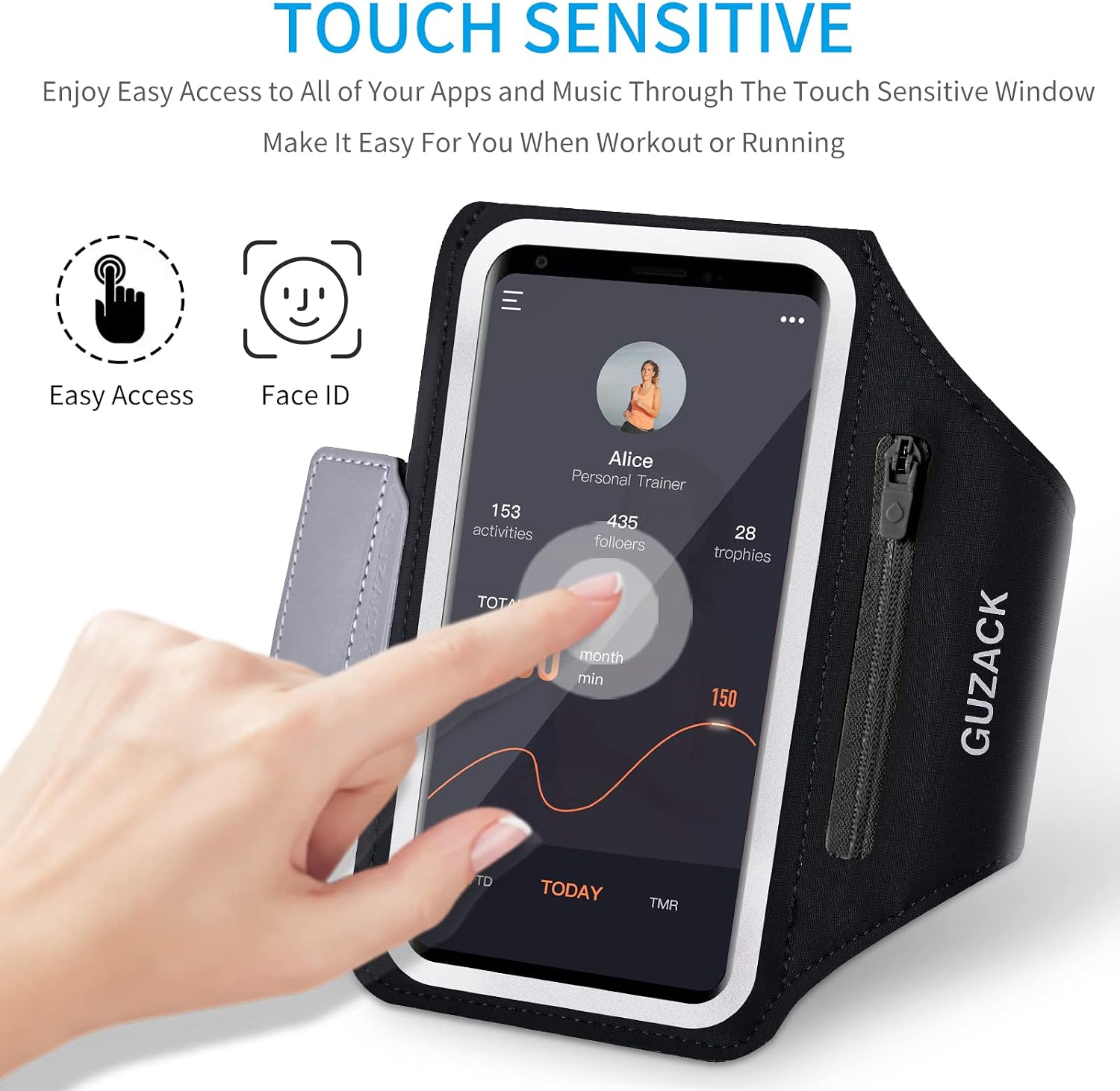 Running Armband with Zipper Pouch, Running Phone Holder,Up to 6.9" | Card Slot, Anti-Drop Buckle, Breathable, Sports