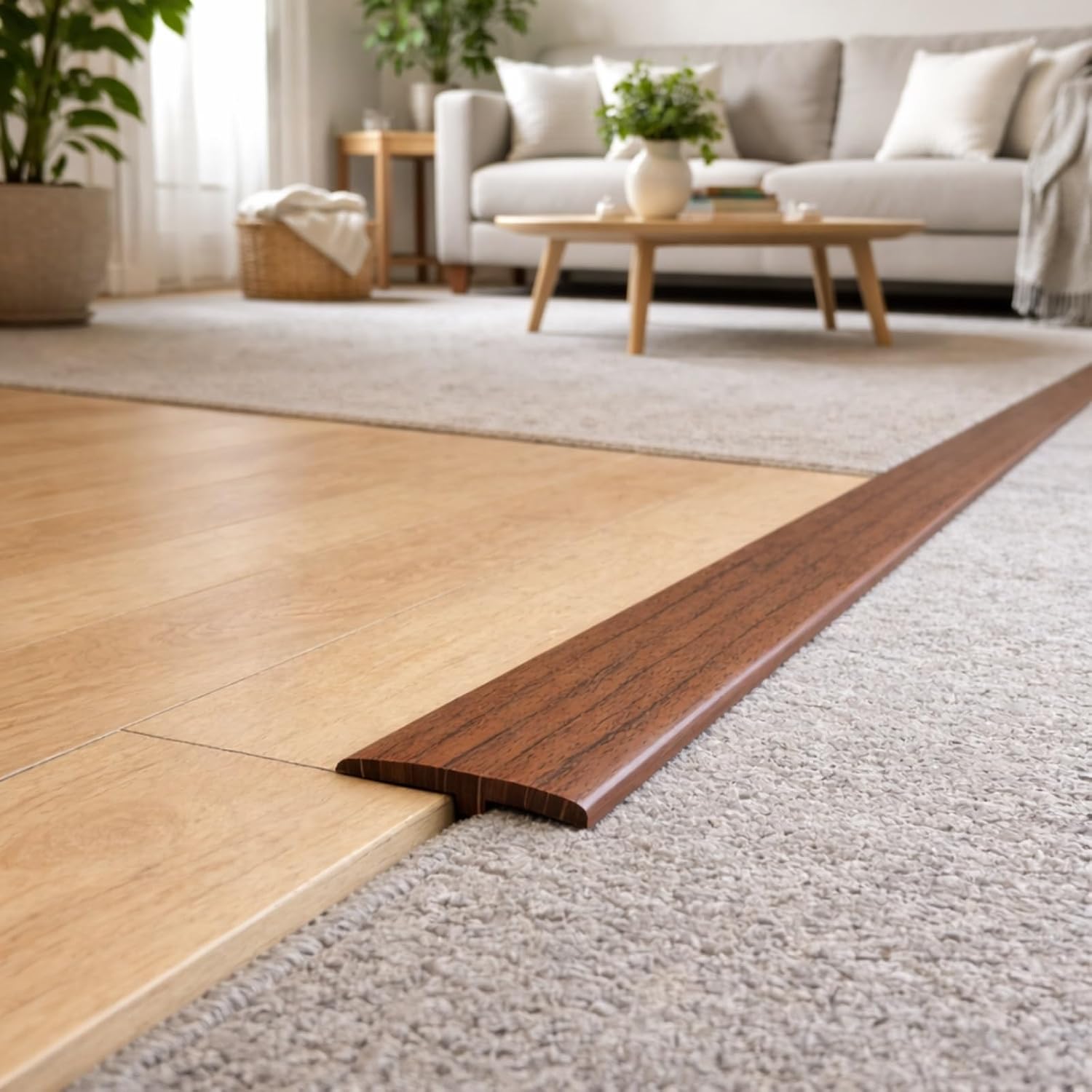 3.3-32.8FT T Molding Trim & Floor Transition Strips, Laminate Flooring 2" Flat Divider Strip for Door Threshold and