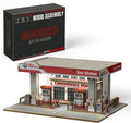 1/64 Wooden Diorama Display for Hot Wheels with LED, Holds 2 Cars | Diecast Model Car Garage for Hot Wheel Matchbox