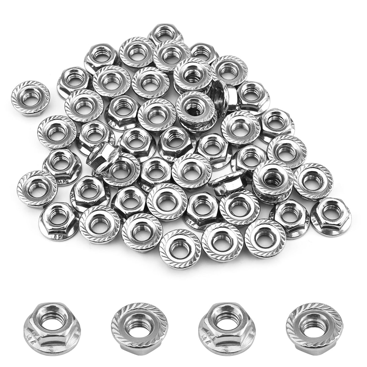 55 Pack M6 Serrated Flange Hex Nuts for DIY Home Mechanism