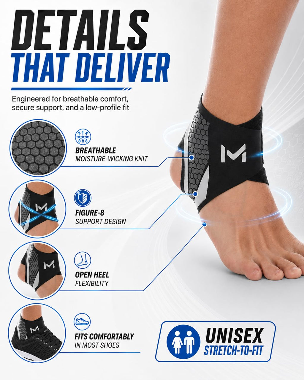 2-Pack Ankle Brace Pro Lace up Anklepro Support Women Men Bidirectional Motion Softball Ankles Sports Sock with