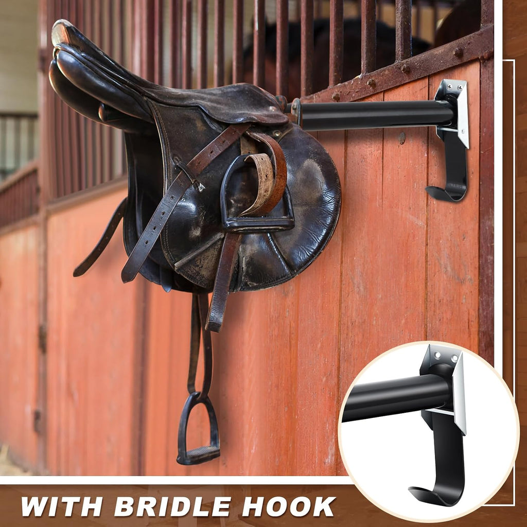 2 Pcs Folding English Saddle Rack Wall Mount with Bridle Holder