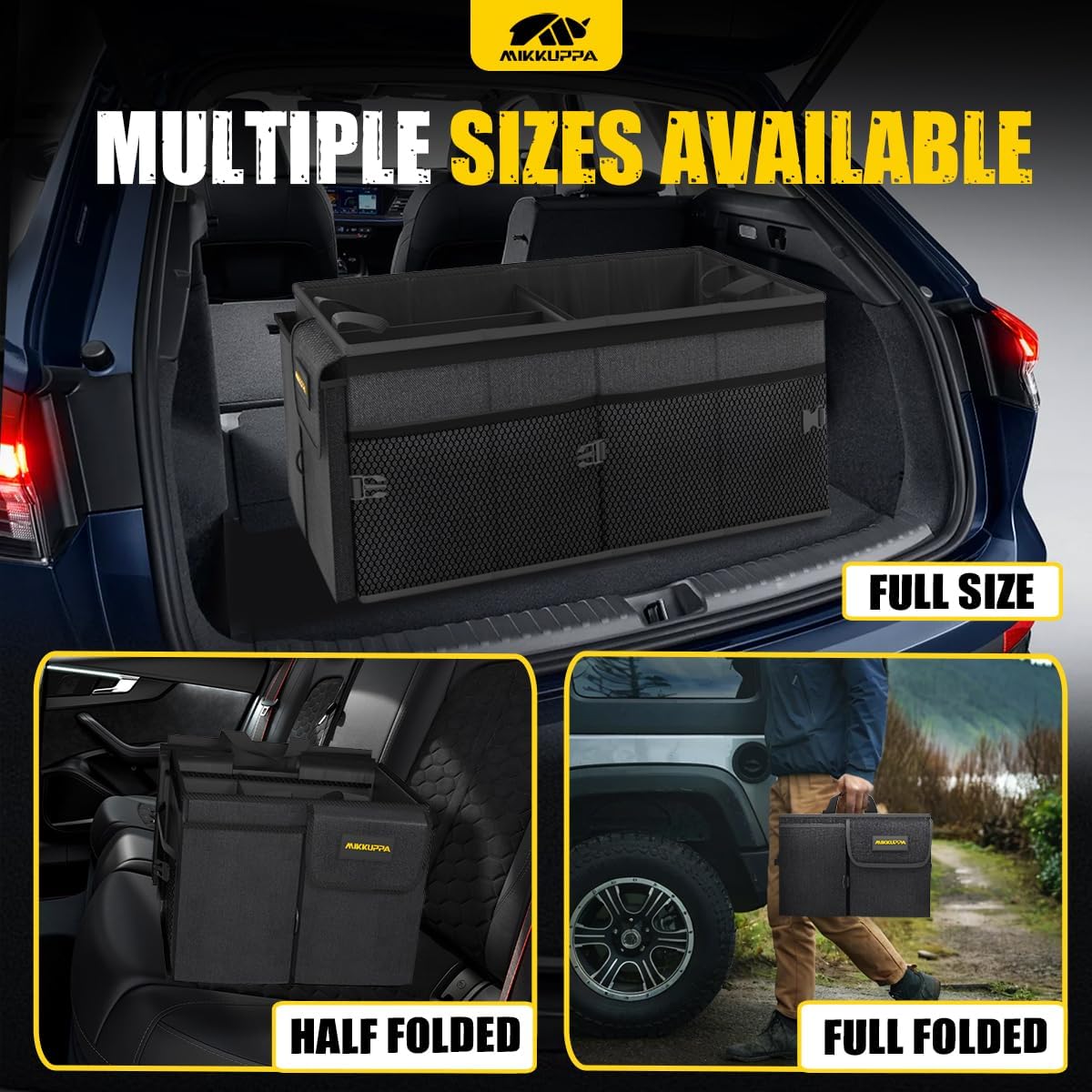 Car Trunk Organizer - 65L Collapsible Trunk Organizer with Lid, Sturdy Car Storage for SUV Auto Truck Van with
