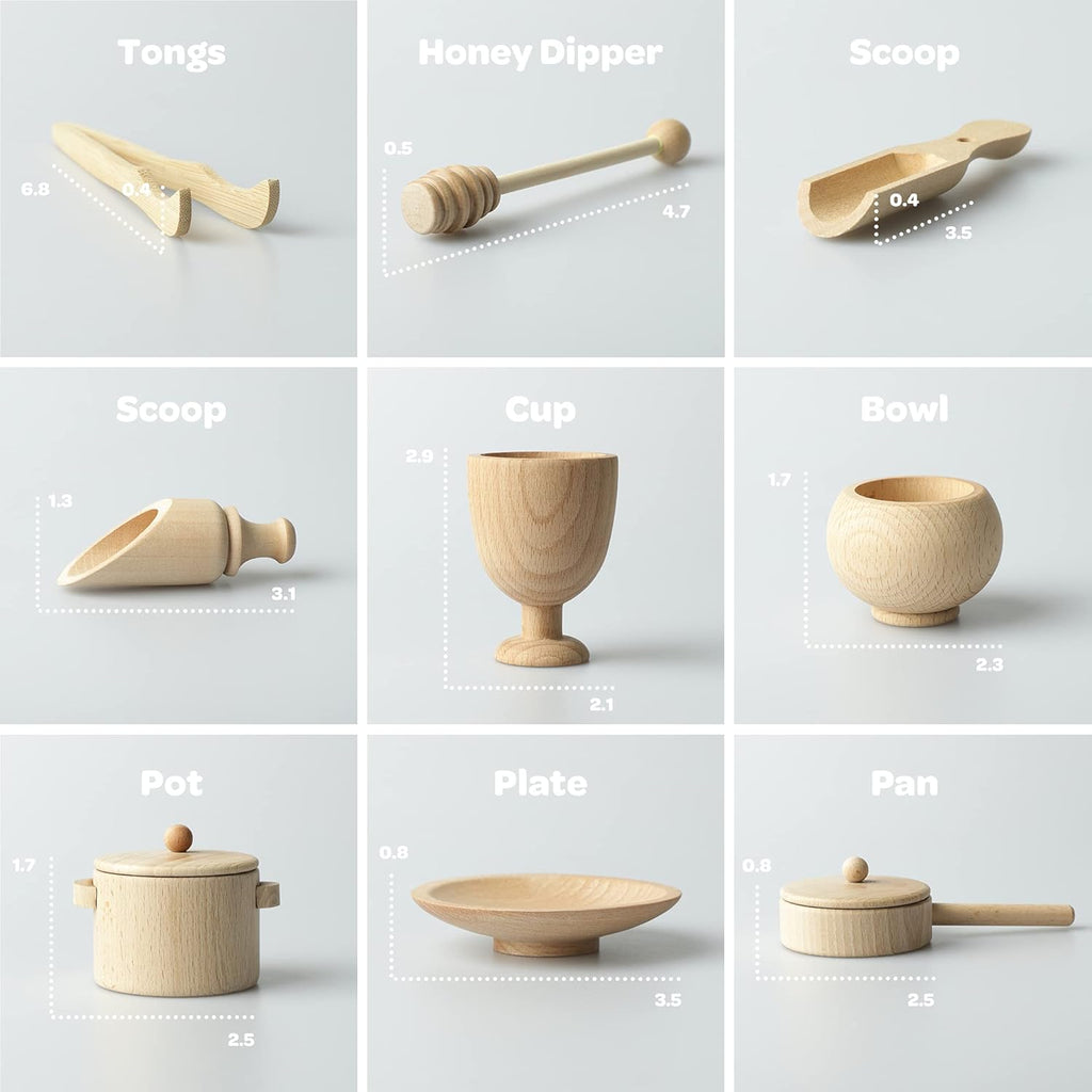 Sensory Bin Tools – Montessori Fine Motor Skills Learning Set for Toddlers and Kids Pretend Play [9 PC] Kitchen