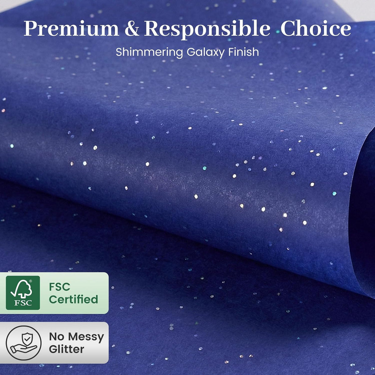 120 Sheets Blue Glitter Tissue Paper, 20 X 14 inch