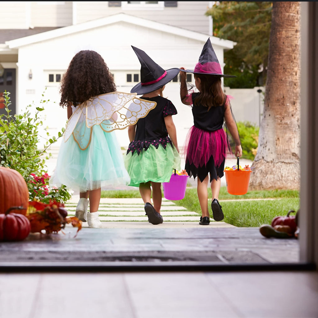 3 Pack Halloween Buckets, Orange Purple Green
