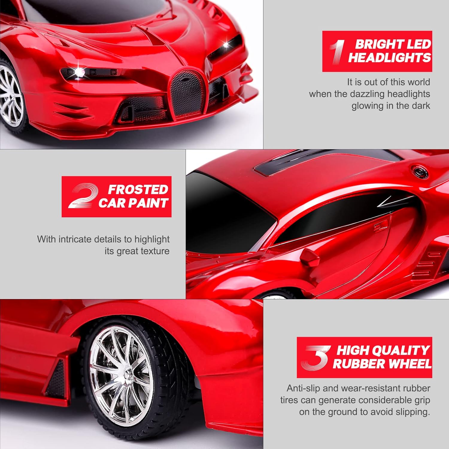 Remote Control Car Rechargeable High Speed 1/18 RC Cars Toys for Boys Girls Vehicle Racing Hobby with Headlight