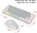 2.4G 60% Wireless Gaming Keyboard and Mouse Combo (White-Grey) | Include Mini Wireless Gaming Keyboard, Ergonomic