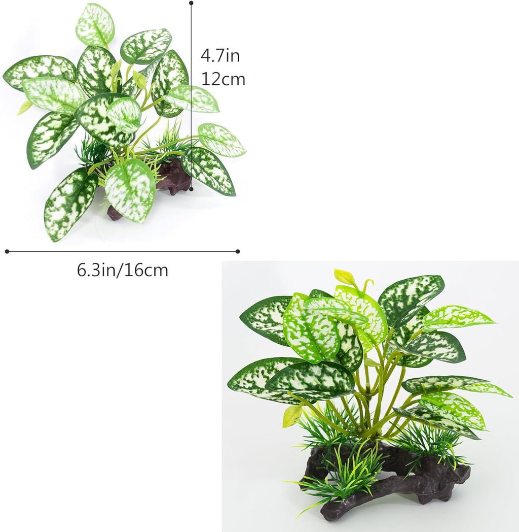Fish Tank Decorations Aquarium Ornaments 3pcs Betta Silk Leaf Plants Artificial Driftwood Cave Aquarium Plants