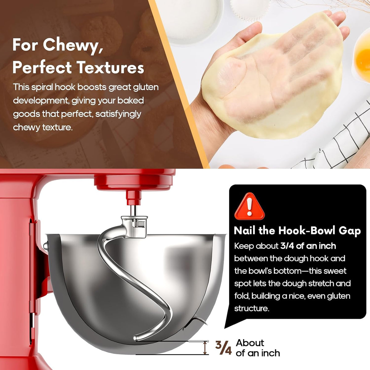 Spiral Dough Hook for KitchenAid 5 Plus & 6-Qt Bowl-Lift Mixers