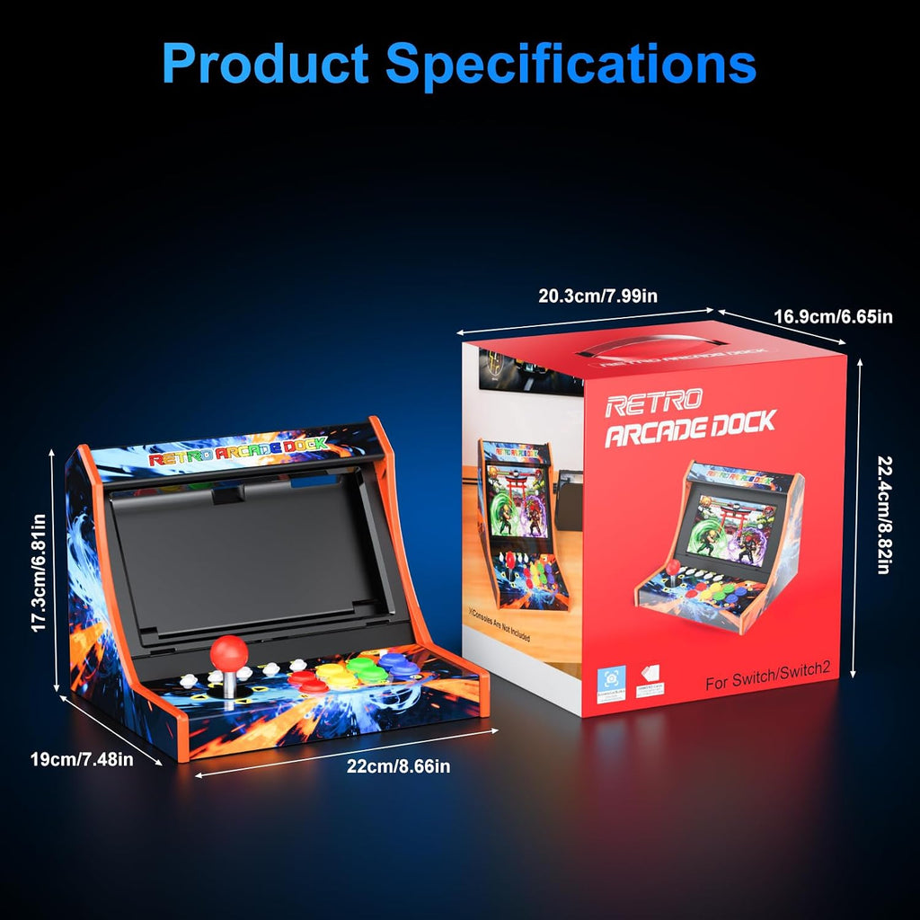 Retro Arcade Stick for Switch/OLED/Switch 2 Console with Screenshot Button | Switch Arcade Machine with Turbo Button