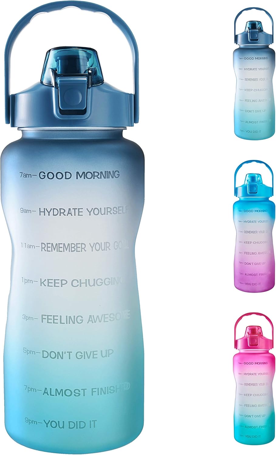 64oz/128oz Leakproof Free Drinking Water Bottle with Motivational Time Marker BPA Free for Fitness, Gym and Outdoor